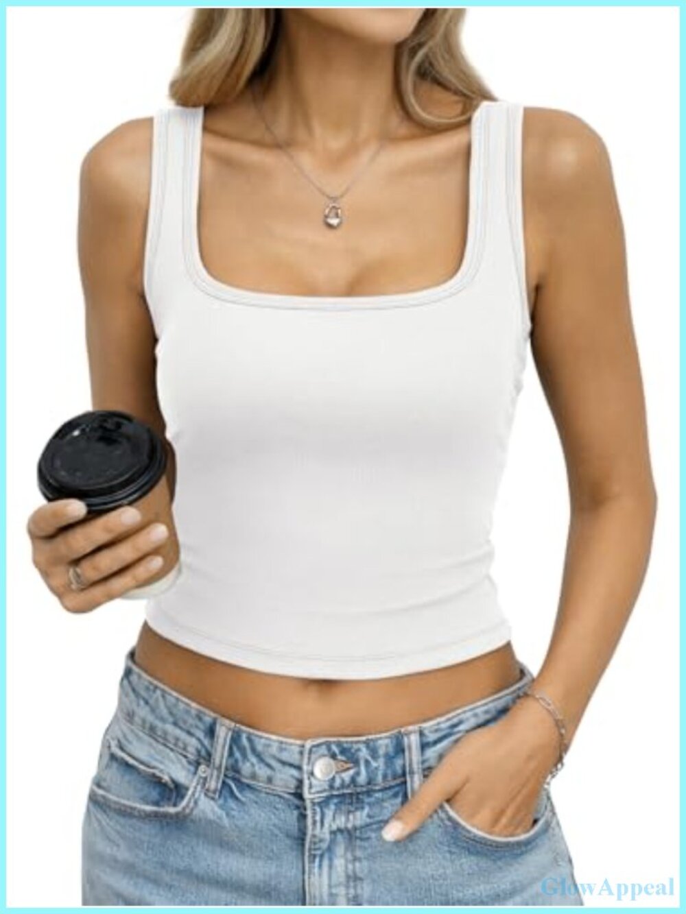 Womens Built in Bra Ribbed Crop Tank Top Padded Sleeveless Cami